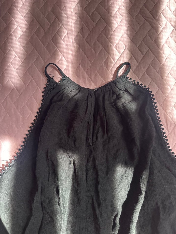 Siyah kolsuz crop/Bluz - Görsel 4