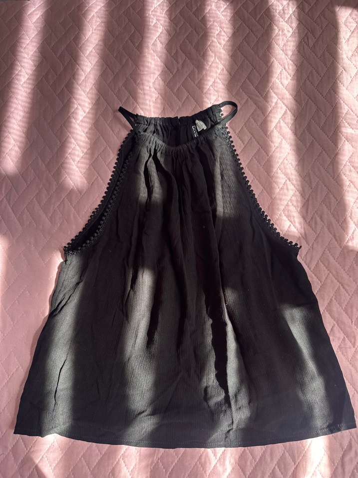 Siyah kolsuz crop/Bluz - Görsel 3