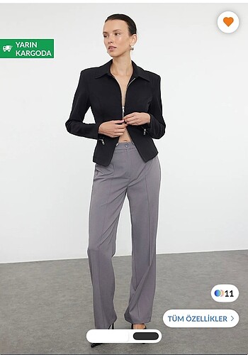Kumaş pantalon gri düz kesim