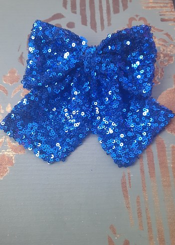 Mavi Payetli Örgü Kurdele Saç Aksesuarı - Görsel 3