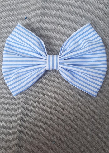 Mavi Çizgili Büyük Fiyonk Saç Aksesuarı - Görsel 2