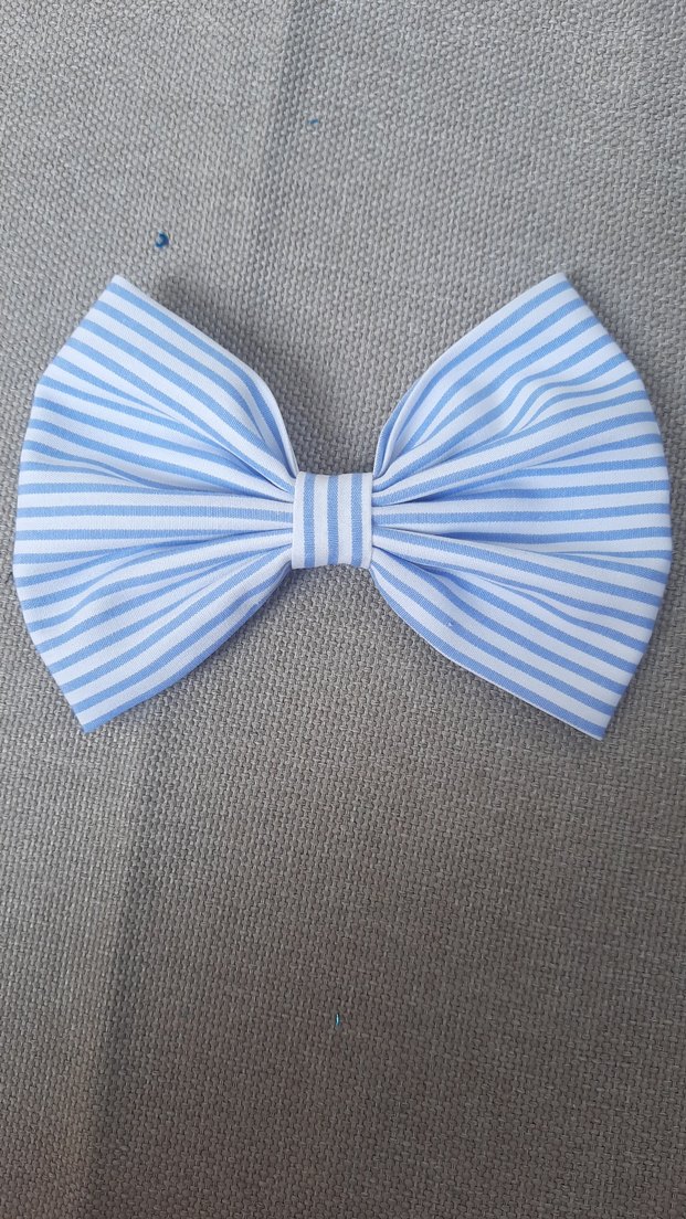 Mavi Çizgili Büyük Fiyonk Saç Aksesuarı - Görsel 2