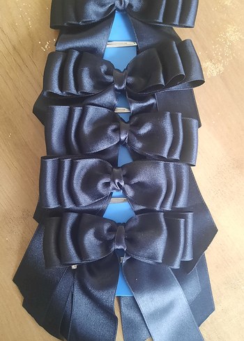 Siyah Parlak Saten Fiyonk Saç Aksesuarı - Görsel 3