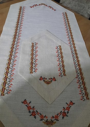 Nakışlı Beyaz Kumaş Seti - Görsel 3