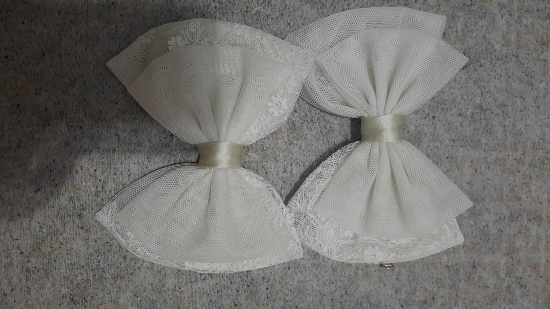 Nakışlı Kurdeleli Bej Çocuk Saç Tokası - Görsel 3