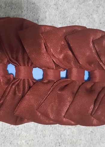 Bordo Parlak Kumaş Fiyonk Saç Aksesuarı - Görsel 2