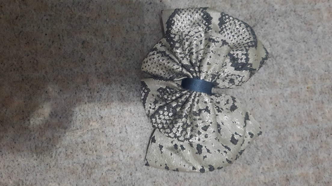 Kahverengi Desenli Büyük Fiyonk Saç Aksesuarı - Görsel 2