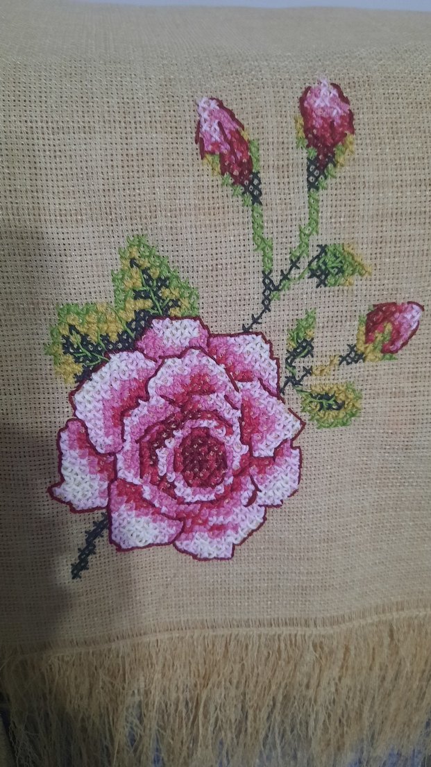 Püsküllü Nakışlı Keten Masa Örtüsü - Görsel 2