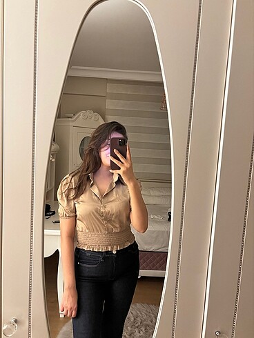 Şifon şampanya rengi bluz