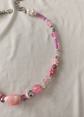 Beden pembe Renk Pembe Boncuklu Bohem Midi Kolye