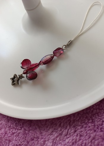 Bordo Boncuklu Çiçekli Kadın Charm - Görsel 2