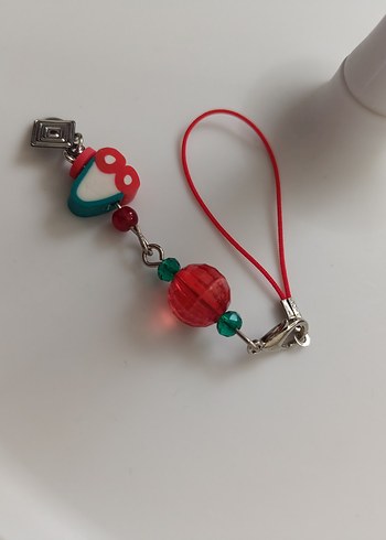 Bordo Boncuklu Çiçekli Kadın Charm - Görsel 20