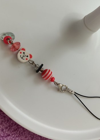 Bordo Boncuklu Çiçekli Kadın Charm - Görsel 4