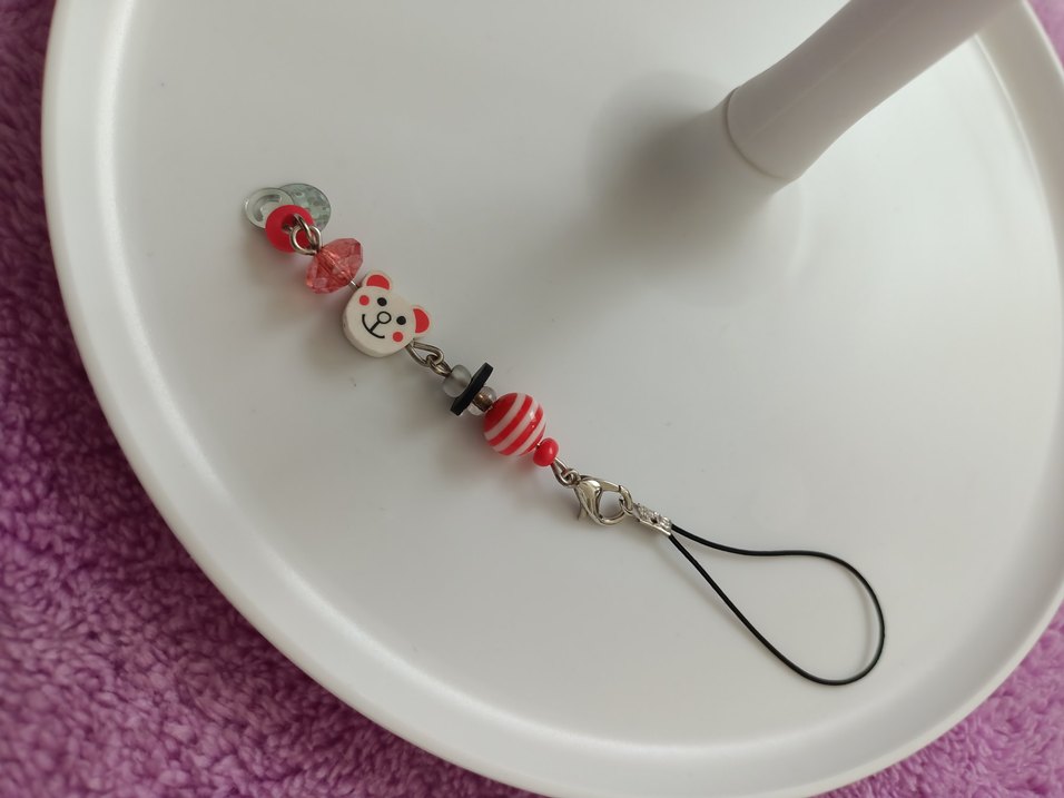 Bordo Boncuklu Çiçekli Kadın Charm - Görsel 4