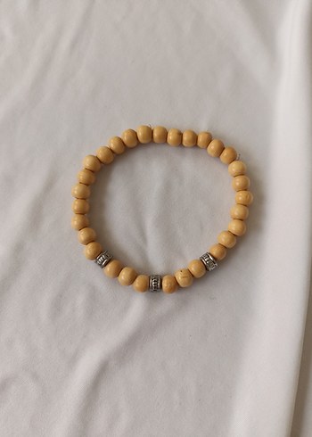 American Retro Bej Ahşap Boncuklu Minimalist Bileklik