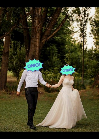 Beyaz Straplez A Kesim Uzun Gelinlik - Görsel 3