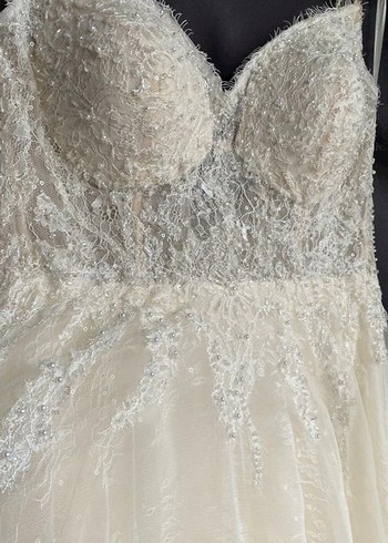 Beyaz Straplez A Kesim Uzun Gelinlik - Görsel 2