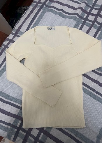 Beyaz Kadın Uzun Kollu Triko Bluz - Görsel 4