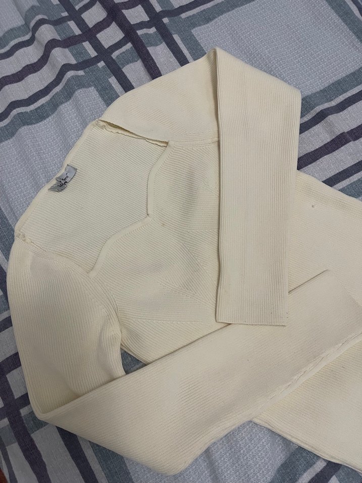 Beyaz Kadın Uzun Kollu Triko Bluz - Görsel 2