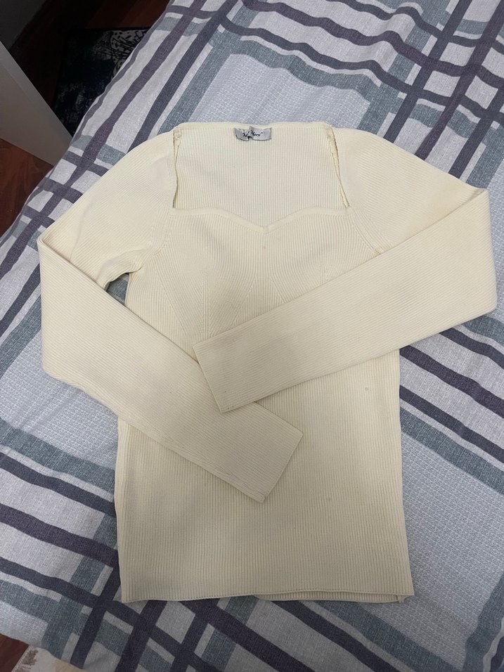 Beyaz Kadın Uzun Kollu Triko Bluz - Görsel 4