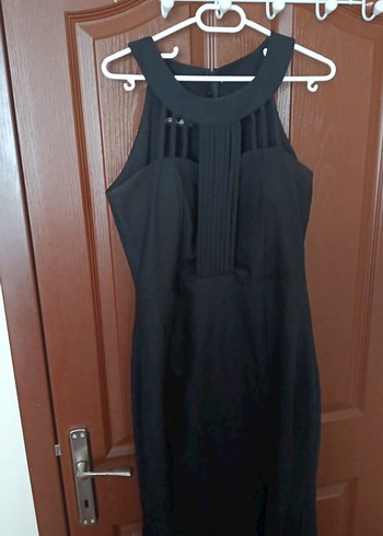 Diğer Siyah Uzun Drapeli Gotik Elbise