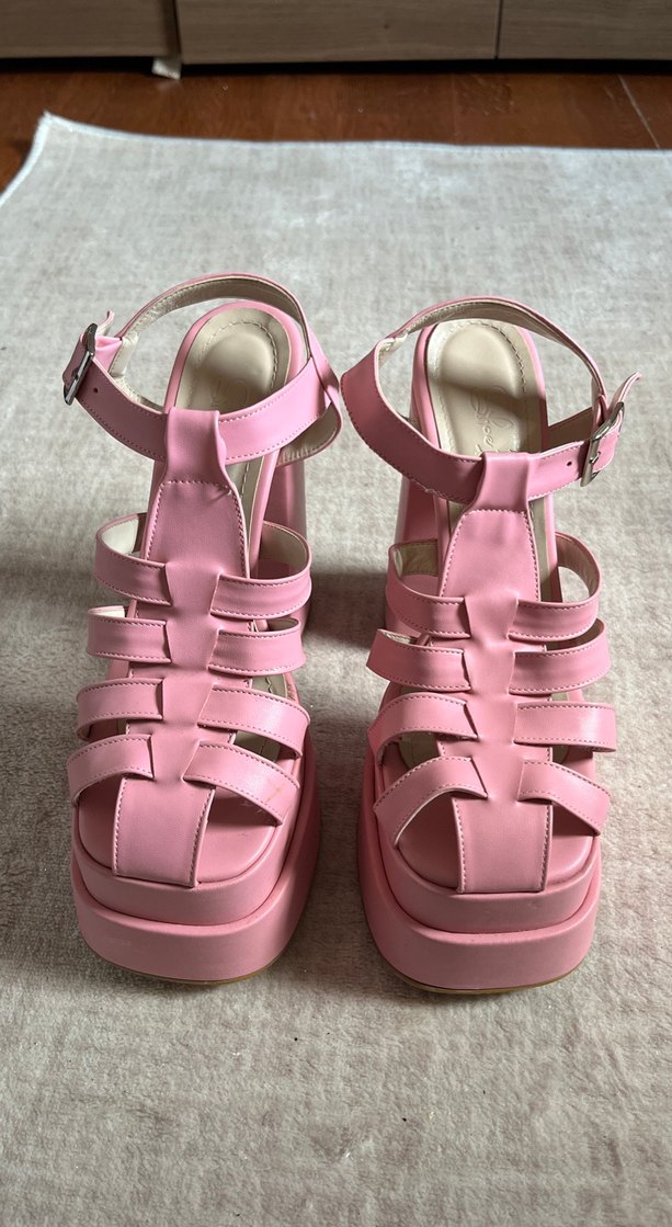 Pembe Kemerli Platform Topuklu Kadın Ayakkabı - Görsel 2