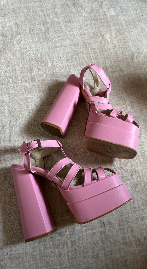 Pembe Kemerli Platform Topuklu Kadın Ayakkabı - Görsel 3