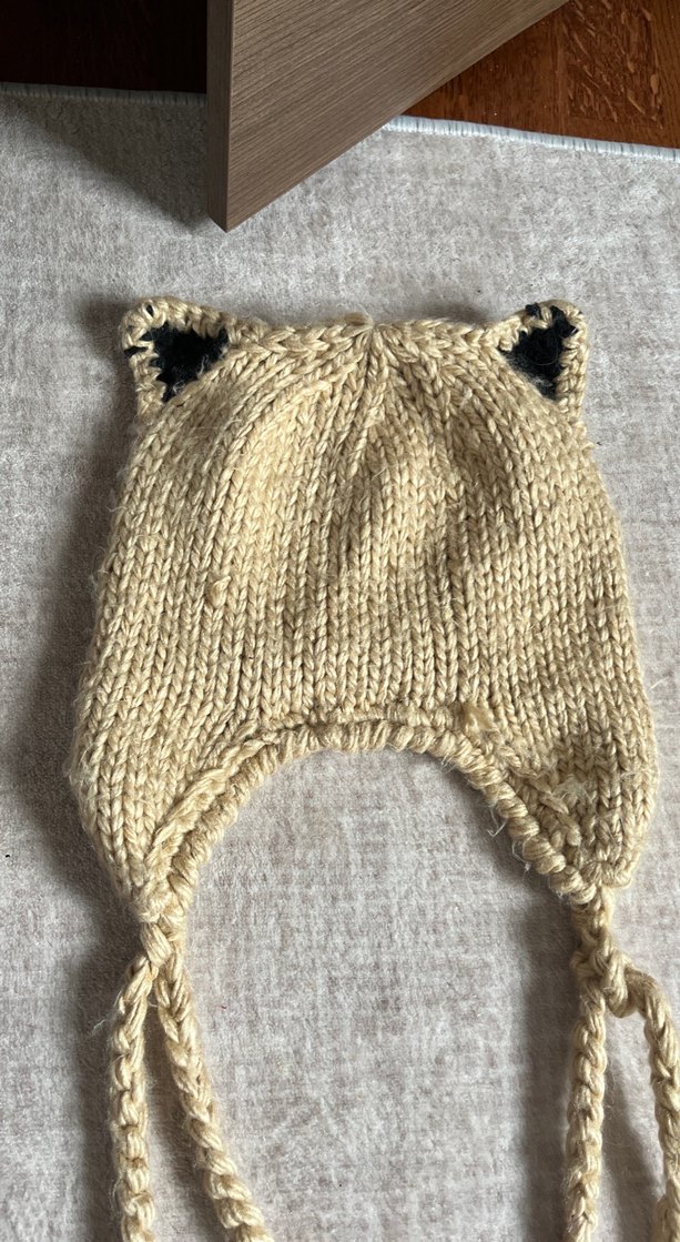 Bej Örgü Kulaklı Bere - Görsel 2