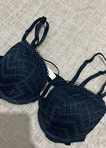 Lacivert Gotik Dantel Detaylı Sütyen 80B beden - Görsel 2