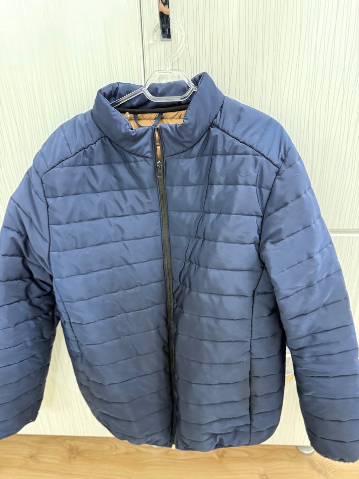 Fermuarlı Mavi Erkek Mont - Görsel 2