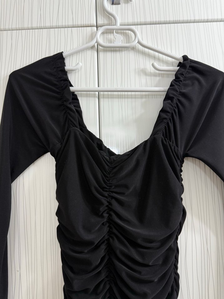 Uzun Siyah Gotik Drapeli Kadın Abiye Elbise - Görsel 2