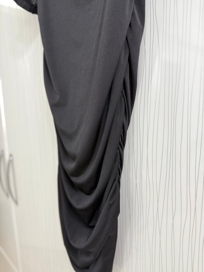 Drapeli Siyah Gotik Abiye Elbise - Görsel 3