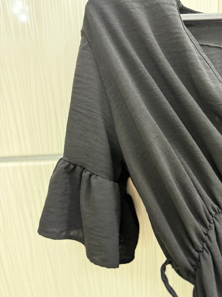 V Yaka Siyah tunik elbise - Görsel 4