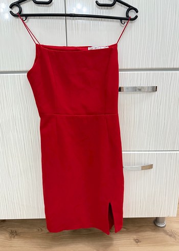 Kırmızı Straplez Mini  Abiye Elbise - Görsel 2