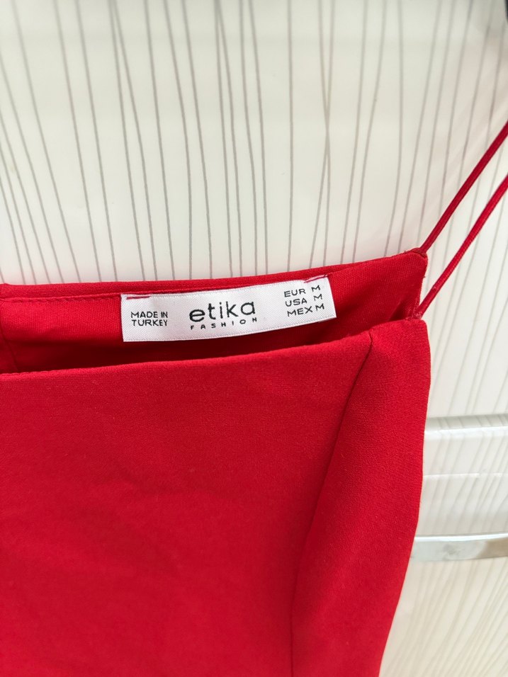 Kırmızı Straplez Mini  Abiye Elbise - Görsel 3