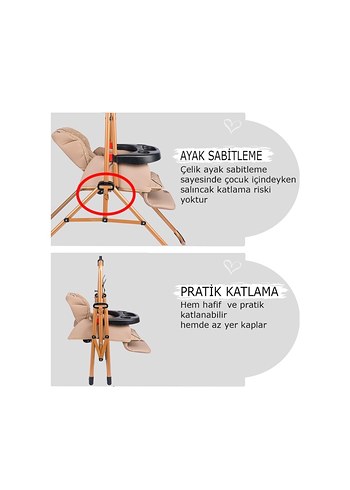 Camel Renkli Bebek salıncak - Görsel 6