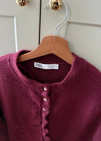 m Beden Bordo Düğmeli Midi Triko Hırka