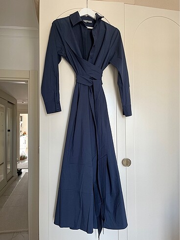 Tailor?s Room mavi belden kuşaklı ve düğmeli elbise