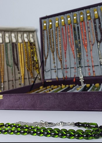 Muhammed Azazi Usta İşçilik Çubuk Sıkma Kehribar Tesbih - Görsel 4