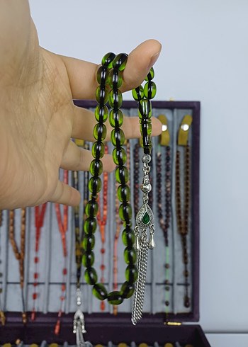 Muhammed Azazi Usta İşçilik Çubuk Sıkma Kehribar Tesbih - Görsel 3