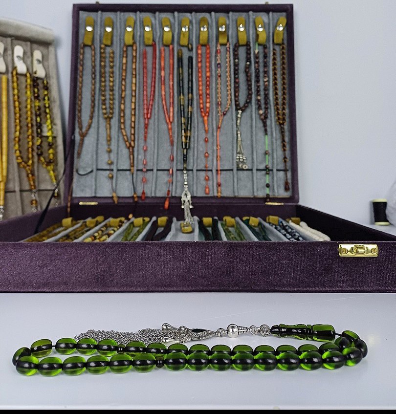 Muhammed Azazi Usta İşçilik Çubuk Sıkma Kehribar Tesbih - Görsel 2