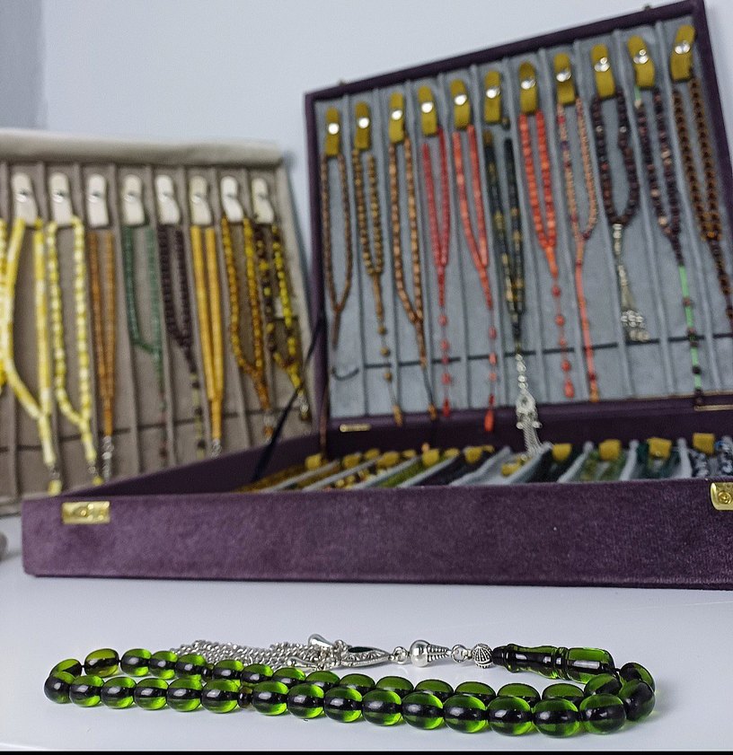 Muhammed Azazi Usta İşçilik Çubuk Sıkma Kehribar Tesbih - Görsel 4