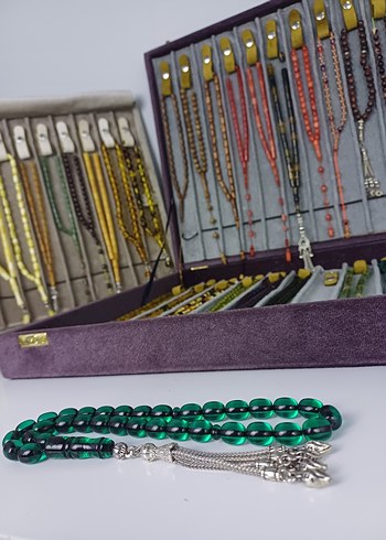 Muhammed Azazi Usta İşçilik Çubuk Sıkma Kehribar Tesbih - Görsel 4