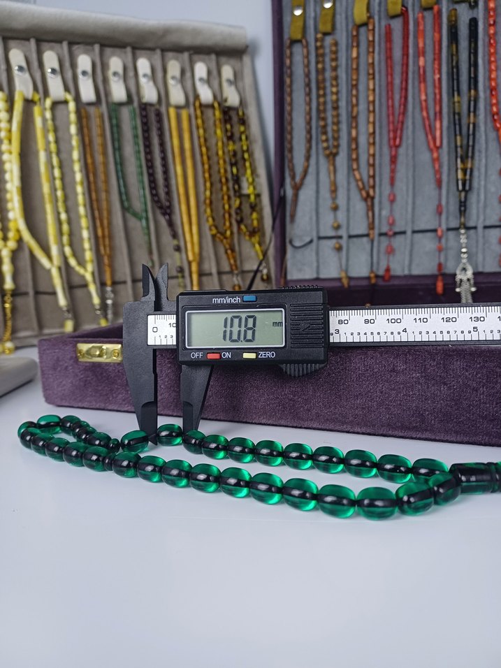 Muhammed Azazi Usta İşçilik Çubuk Sıkma Kehribar Tesbih - Görsel 5