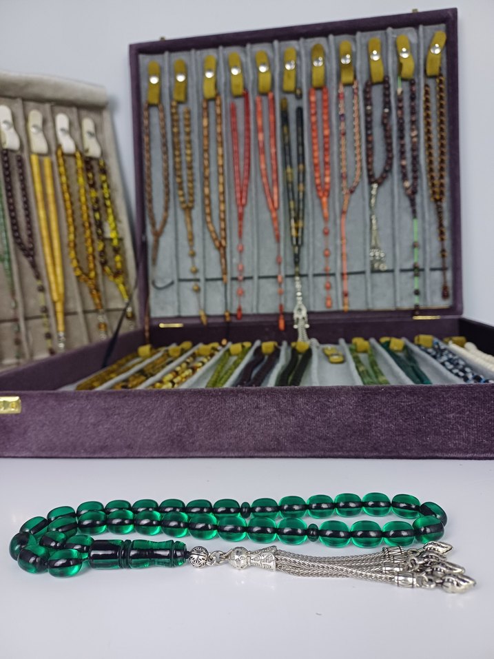 Muhammed Azazi Usta İşçilik Çubuk Sıkma Kehribar Tesbih - Görsel 3