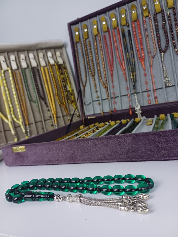 Muhammed Azazi Usta İşçilik Çubuk Sıkma Kehribar Tesbih - Görsel 4