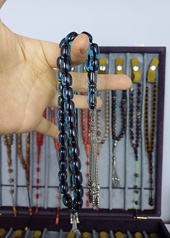 Muhammed Azazi Usta İşçilik Çubuk Sıkma Kehribar Tesbih - Görsel 6