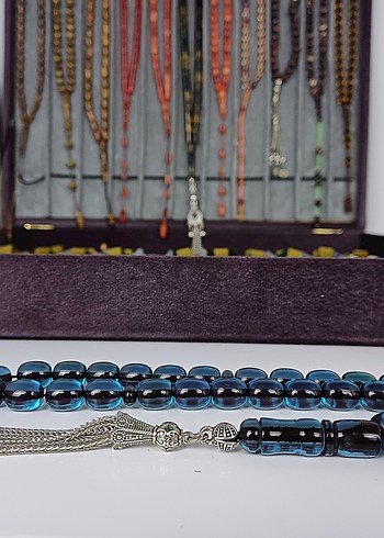 Muhammed Azazi Usta İşçilik Çubuk Sıkma Kehribar Tesbih - Görsel 4