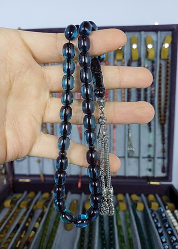 Muhammed Azazi Usta İşçilik Çubuk Sıkma Kehribar Tesbih - Görsel 5