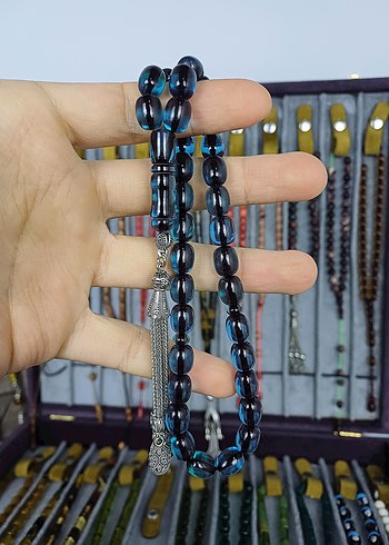 Muhammed Azazi Usta İşçilik Çubuk Sıkma Kehribar Tesbih - Görsel 3